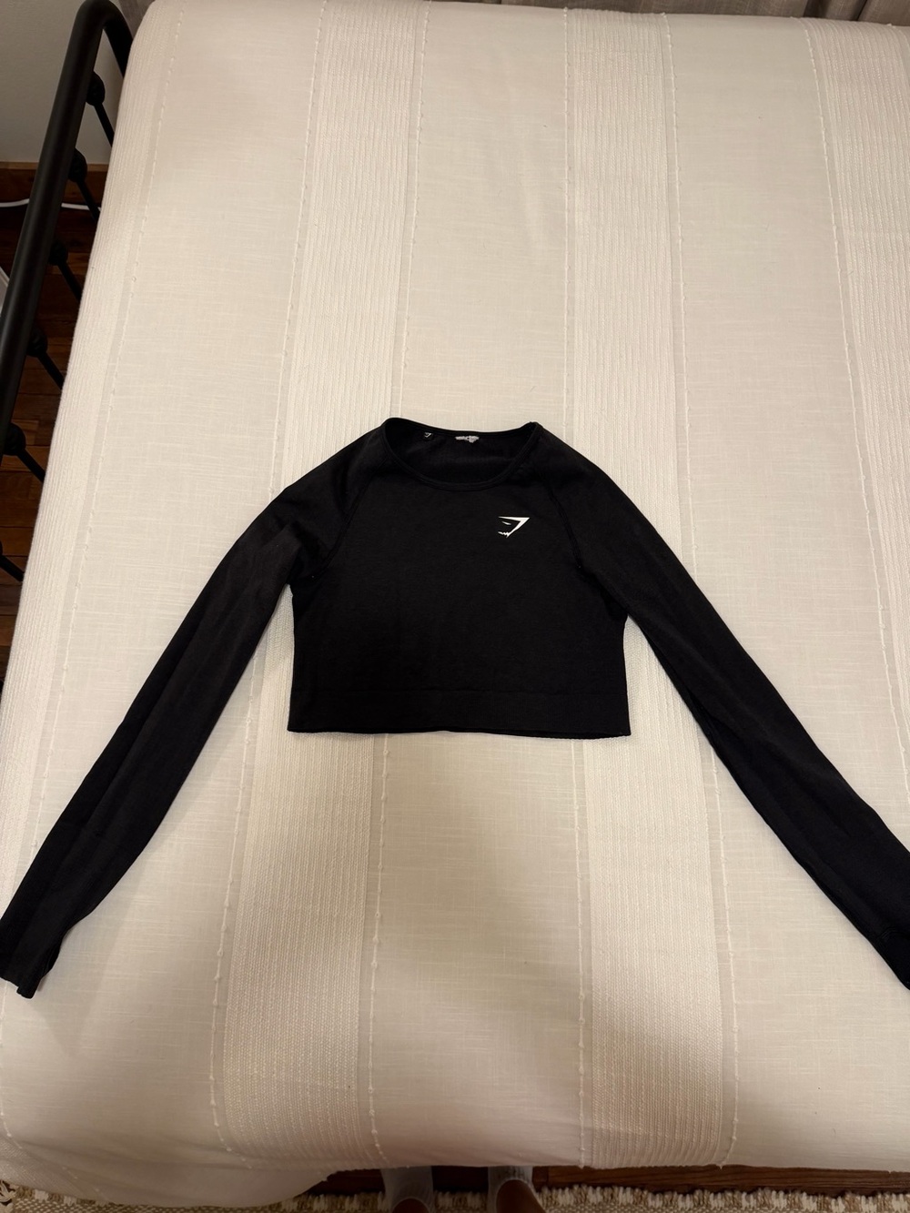 Gymshark Black Long-Sleeve Cropped Performance Top